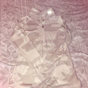 Gray & white under armour pull over